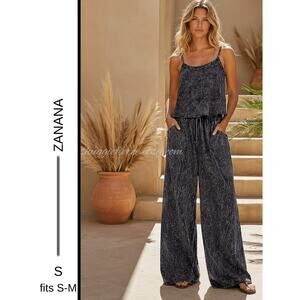 MSRP: $64✨Zenana Woven Acid Crinkle Tank & Wide Leg Set – Size S-M✨SAME DAY SHIP